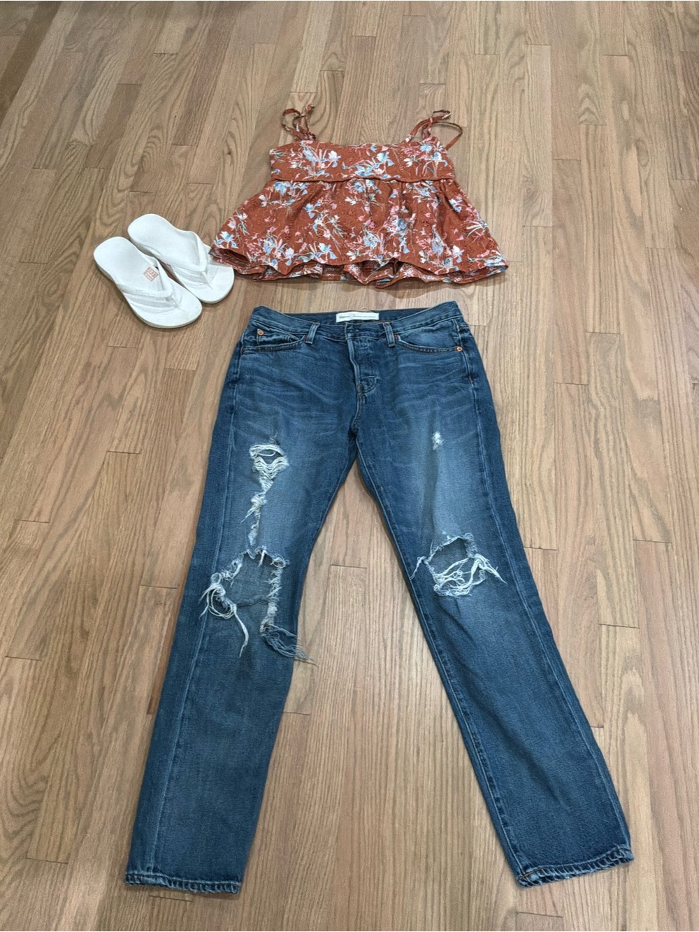 GAP Distressed Dark Blue Boyfriend Jeans